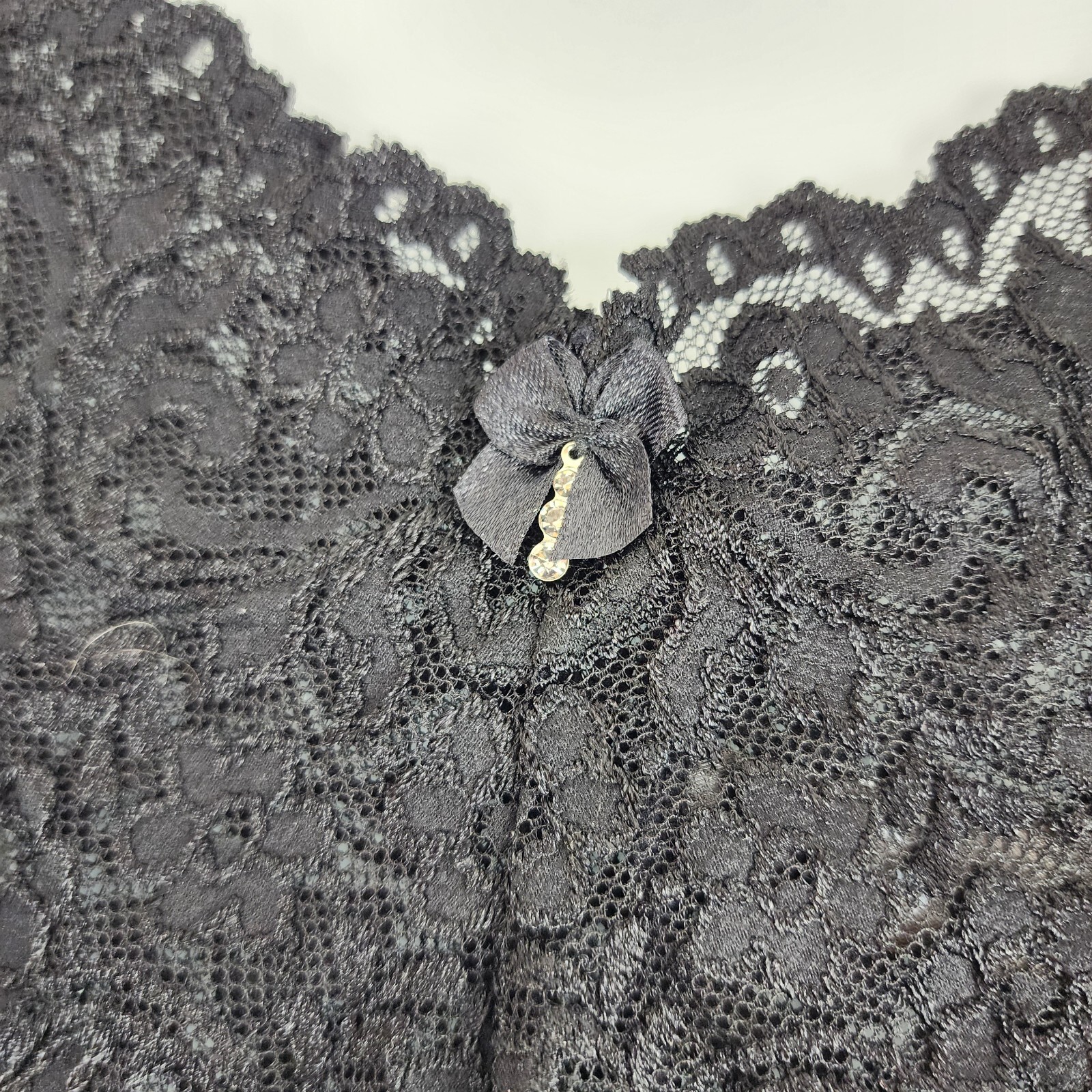 Smart & Sexy Black Lace Hiphugger Hipster Panties Rhinestone Bow 8 XL
