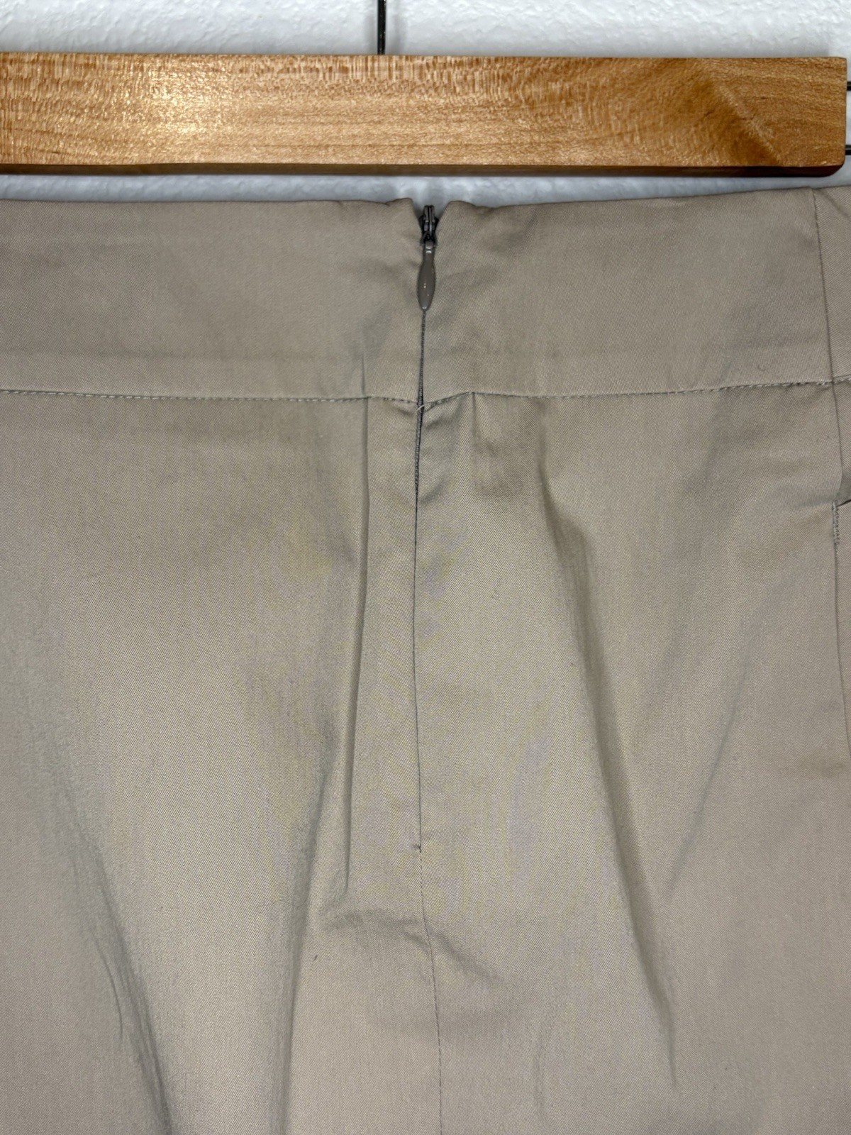 Vtg Les Copains Blue Khaki Pencil Skirt 6 30 Waist Sewn Pleat Made in Italy 90s