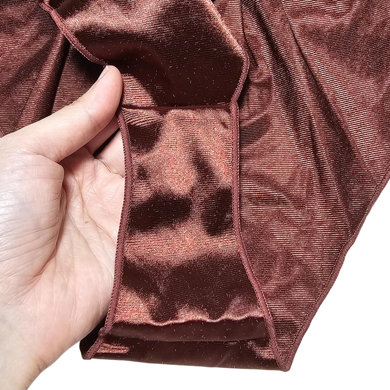 Sissy Glossy Satin Panty Tap Flutter Sleep Short Brown Brief Size 8-9 Hip 42-46″
