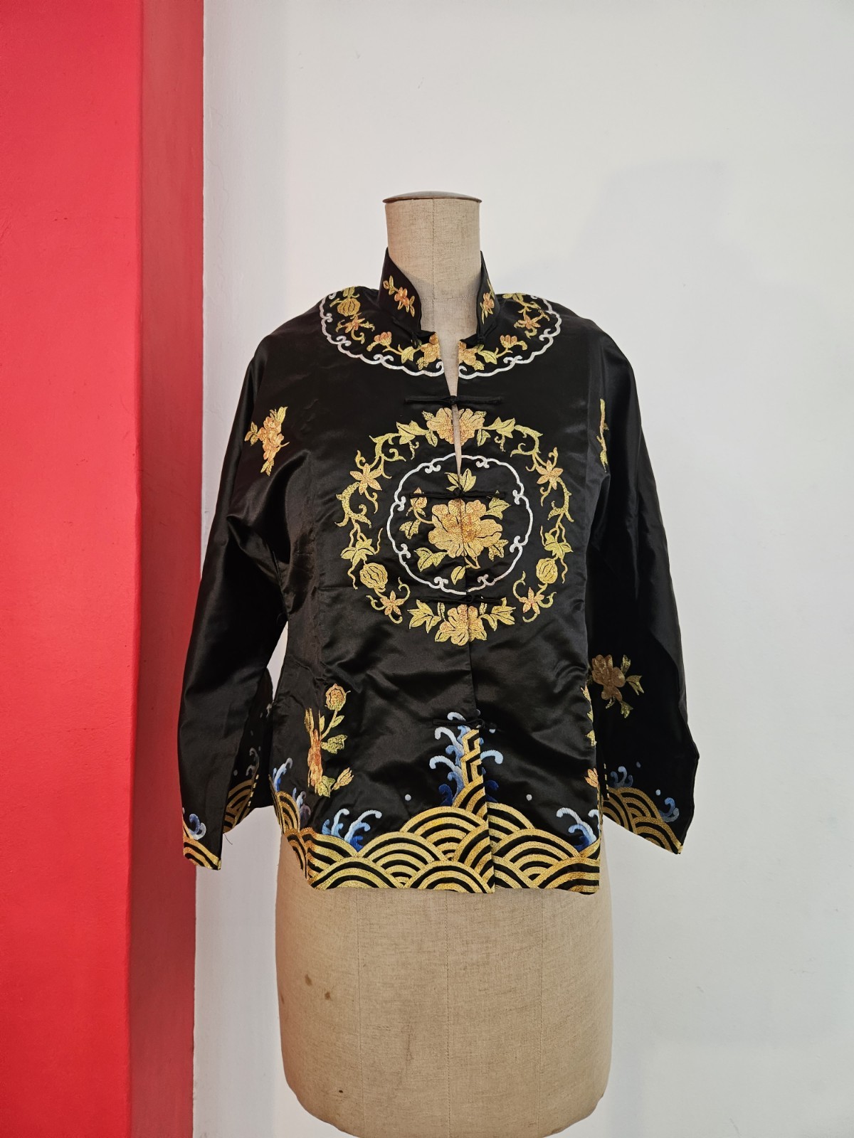 Vintage 60s Magnolia China Silk Dragon Kimono Jacket Size S-M New