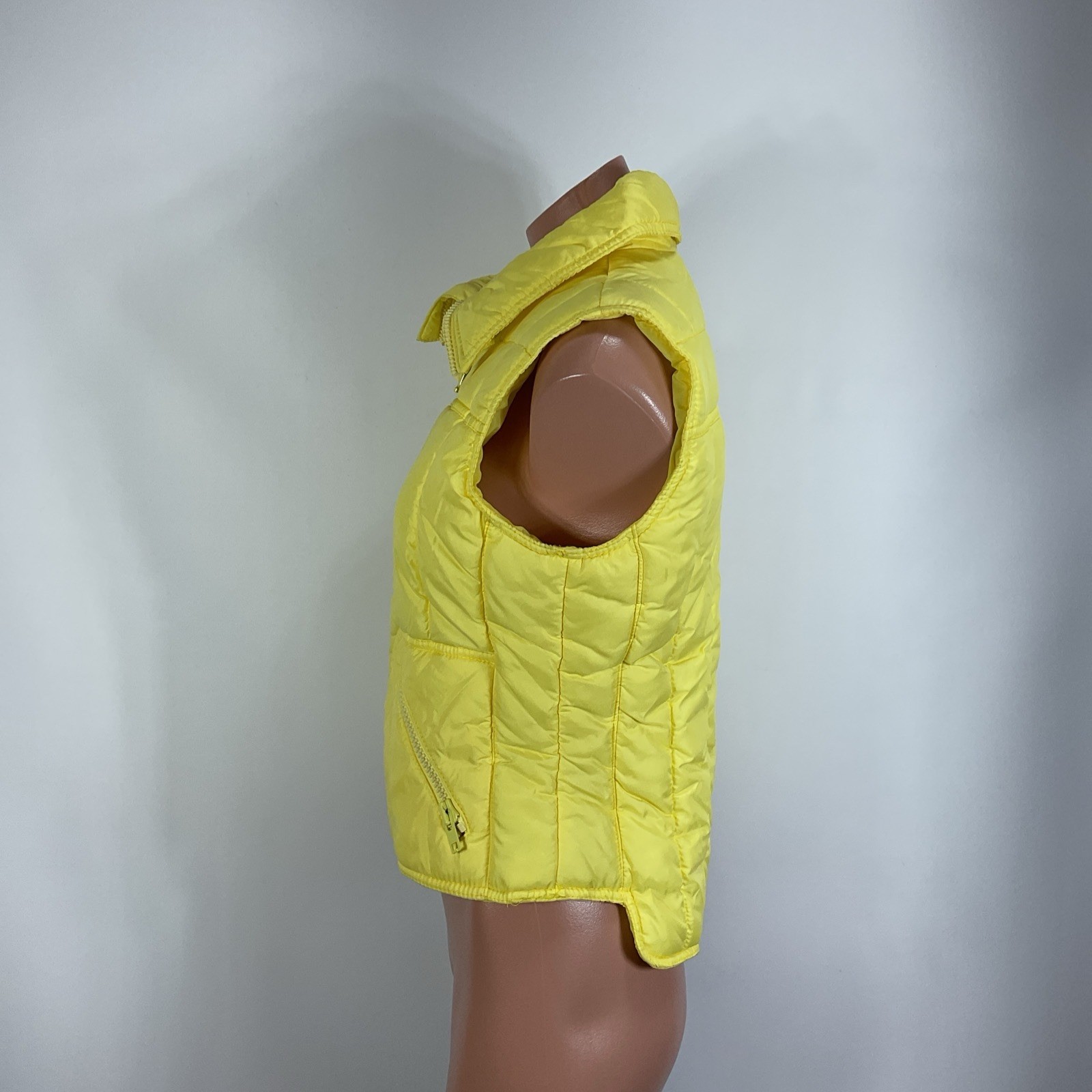 Vintage 70s Number 1 Sun Yellow Puffer Ski Snow Vest Womens M Hong Kong