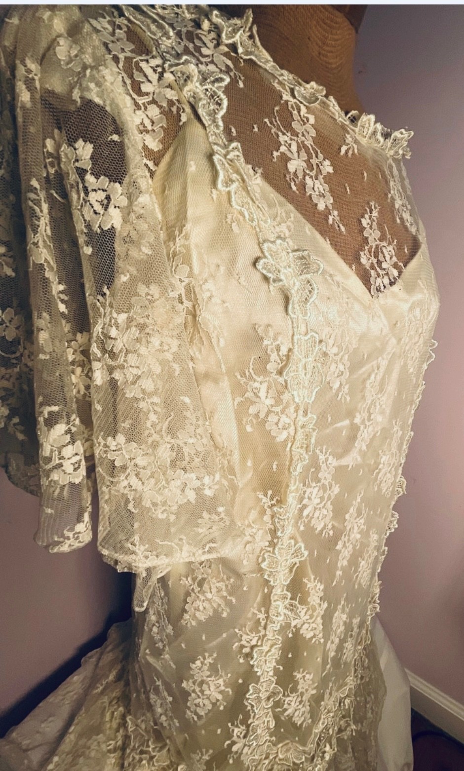 Beautiful Vintage Patra Lace Dress – 1920s Flapper Style Midi