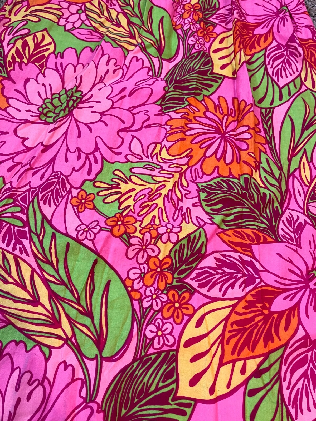 Vintage 60’s FLORAL MUMU MAXI DRESS Kaftan Groovy HAWAIIAN Lounge Retro Hippie