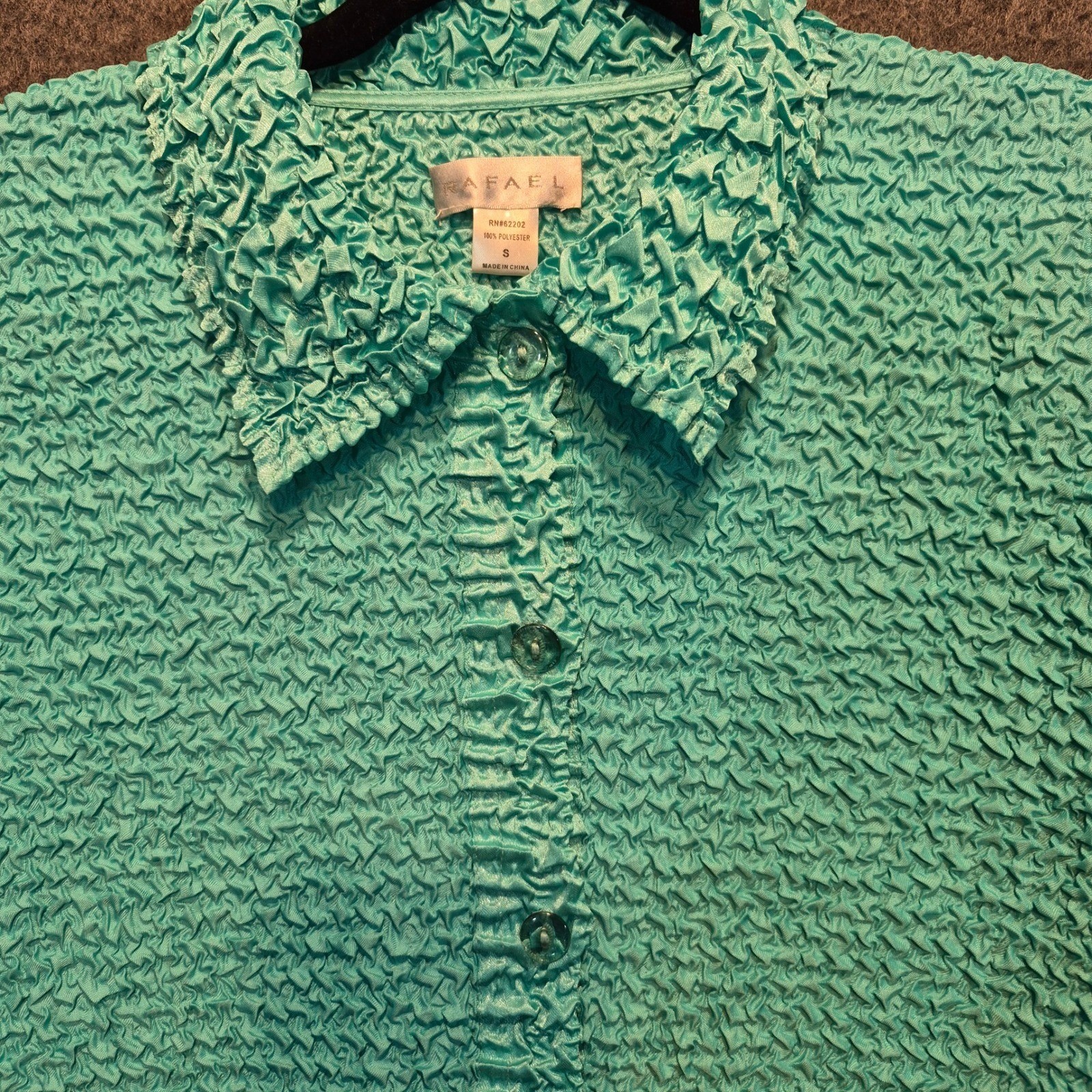 Rafael Vintage Popcorn Texture Button Front Blouse Sm Y2K Whimsigoth Fairycore