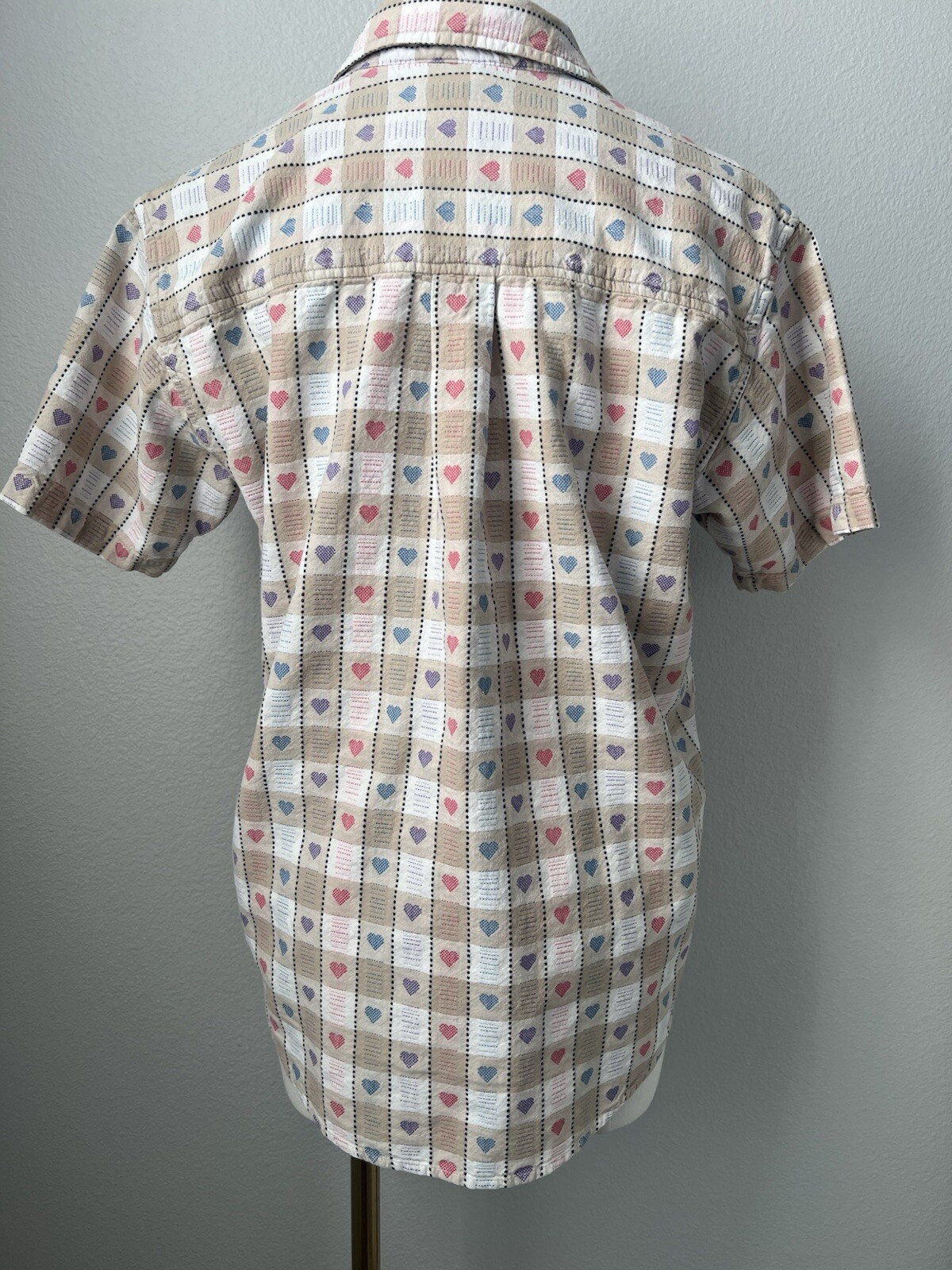 Vintage CB Cascade Blues Valentines Heart Gingham Button Up Women’s Shirt Medium