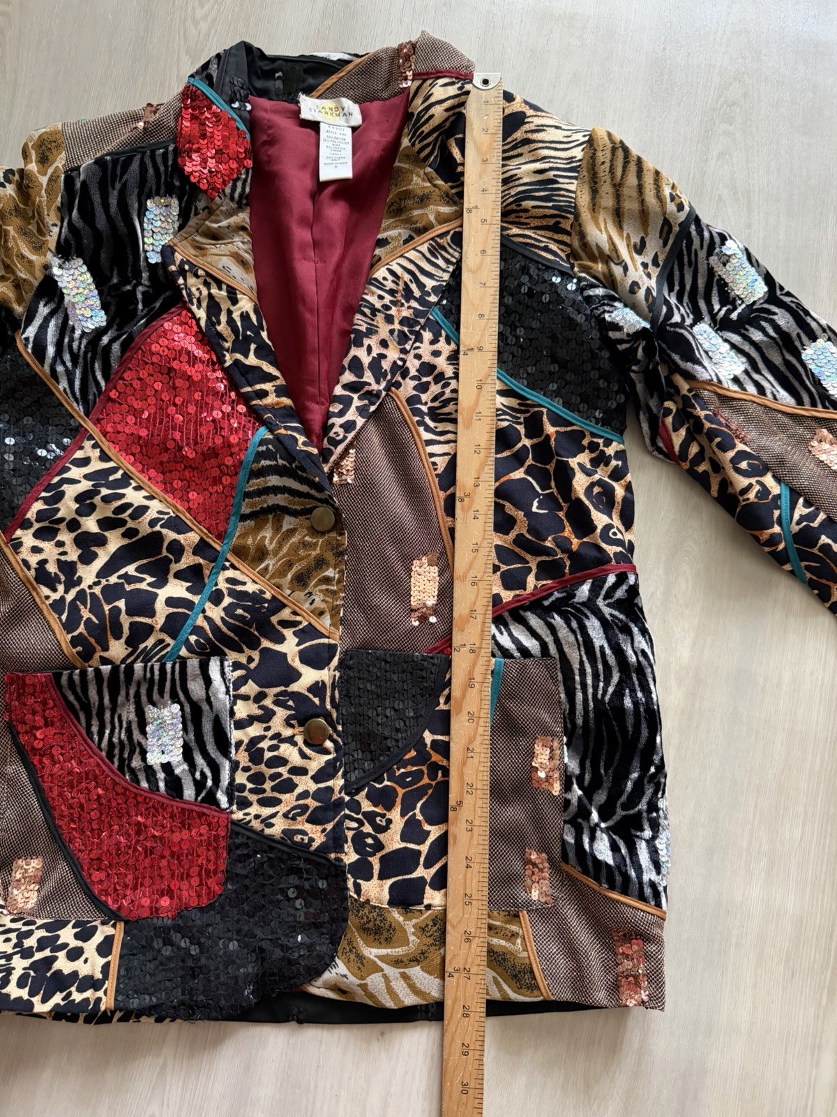 Vintage Sandy Starkman Mixed-Media Wearable Art Animal Prints Sz S