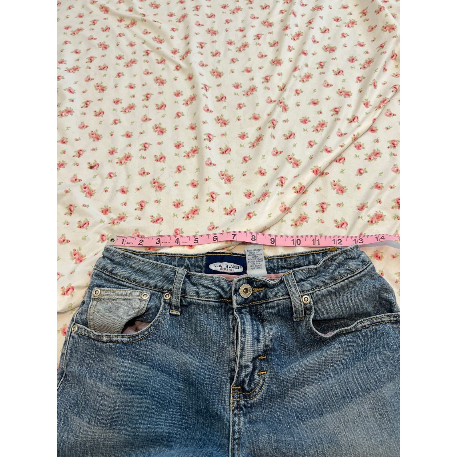 vintage low rise heart patchwork bootcut flare jeans