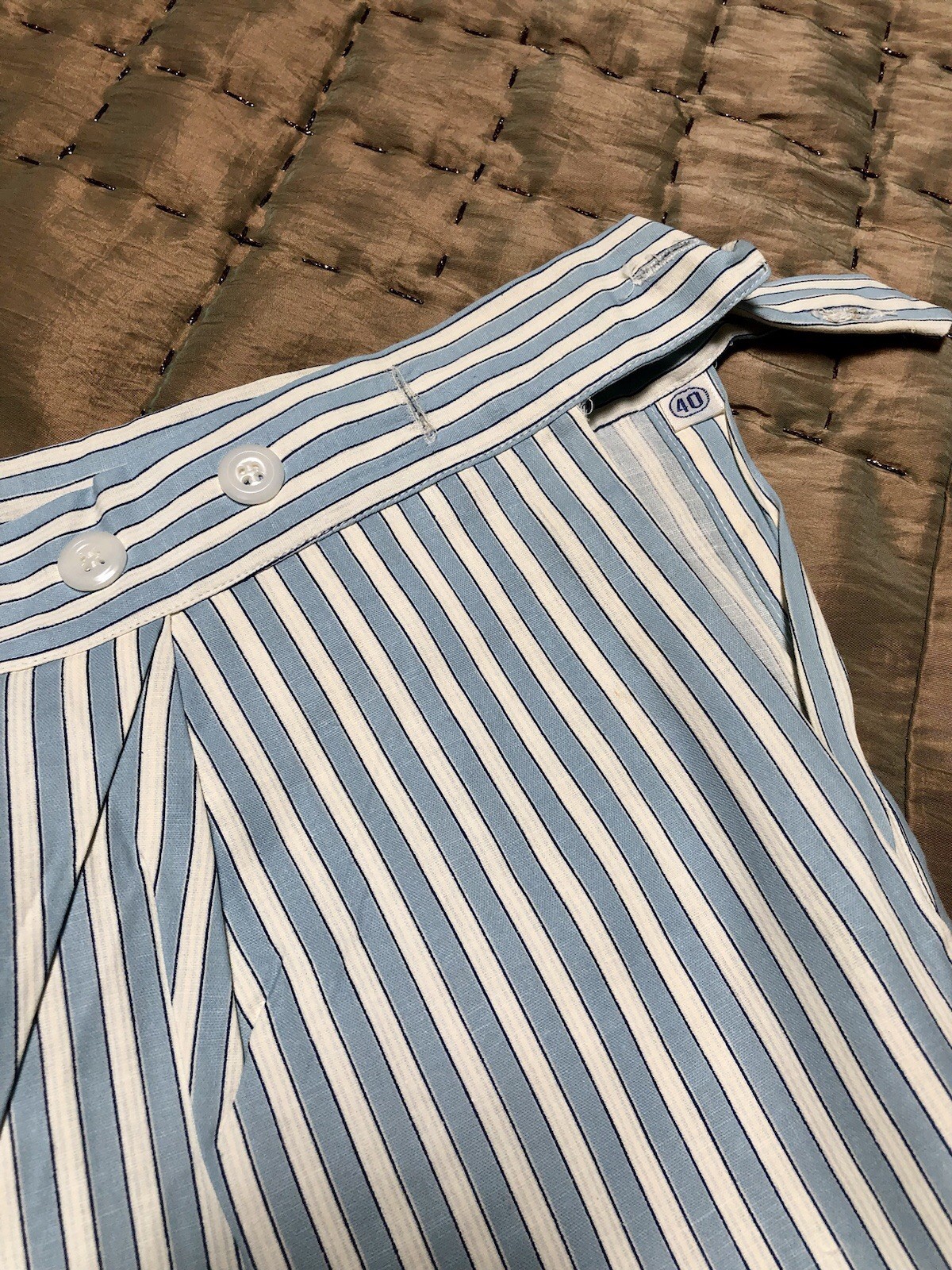 VTG 1950s DEADSTOCK NOS Man-Tailored FRENCH BLUE WHITE STRIPED PAJAMAS Sz-40