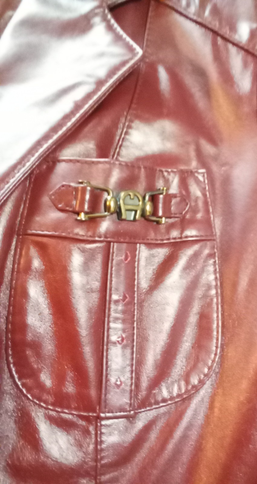 Vintage Etienne Aigner Burgundy Oxblood Genuine Leather Jacket Blazer Size 16