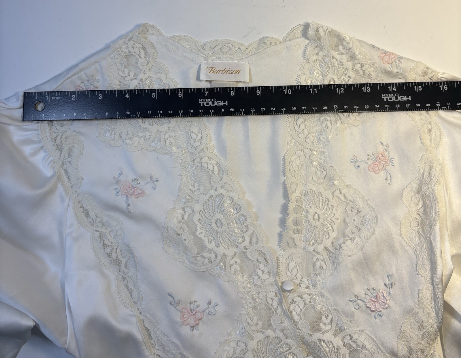 Vintage Barbizon Ivory Satin Lace Peignoir Set Gown & Robe 1950s Lingerie READ
