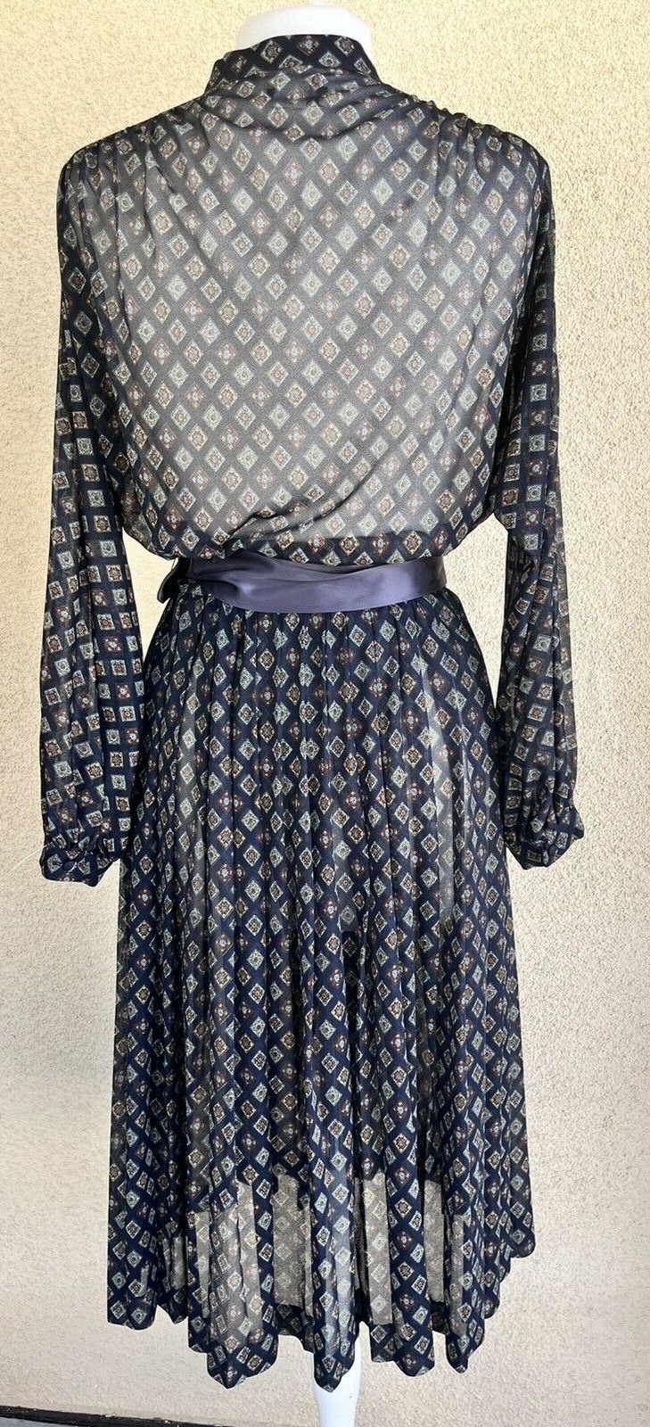Neiman Marcus Nancy Greer NY size 12 Belted Dress Office Teacher Vintage 70s