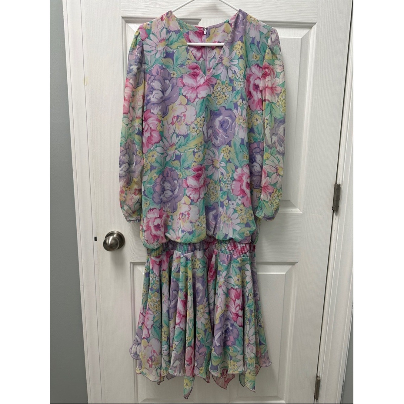 Vintage Pastel Floral Drop Waist Dress 20s style SiaSia New York
