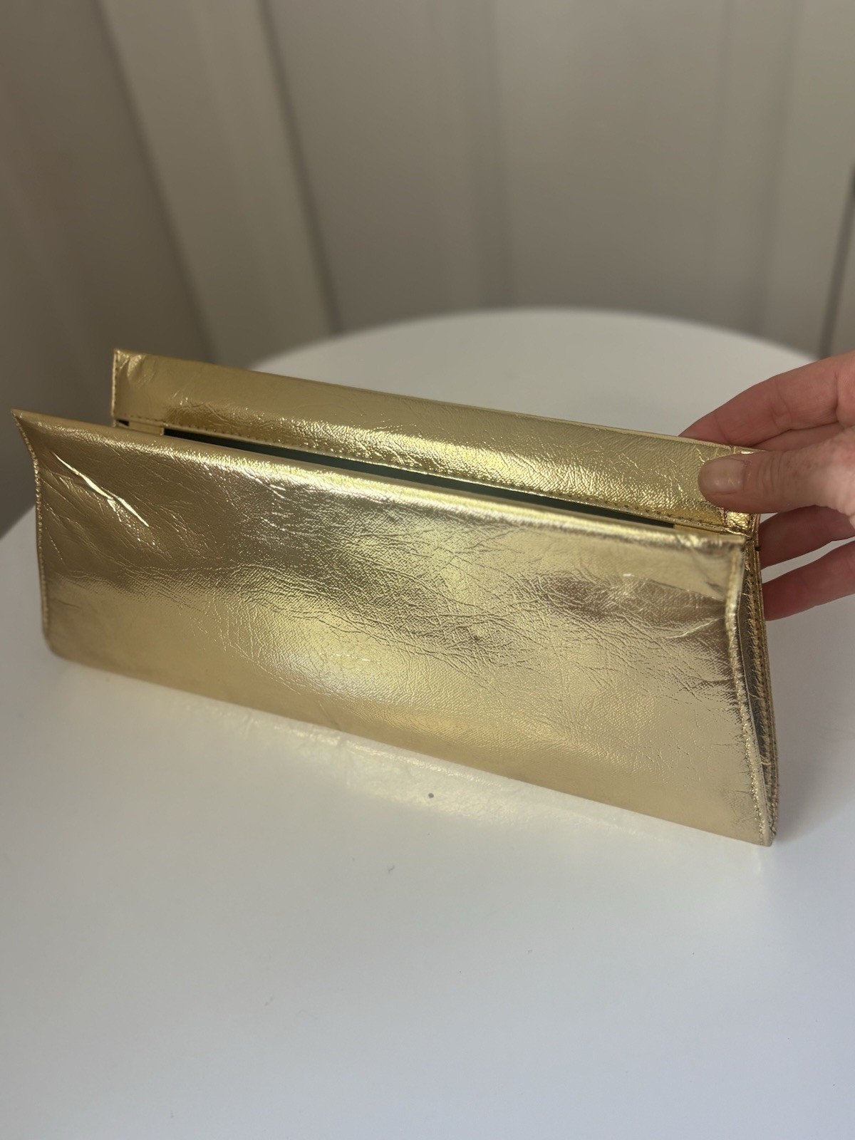 Vintage Gold Metallic Hinged Clutch