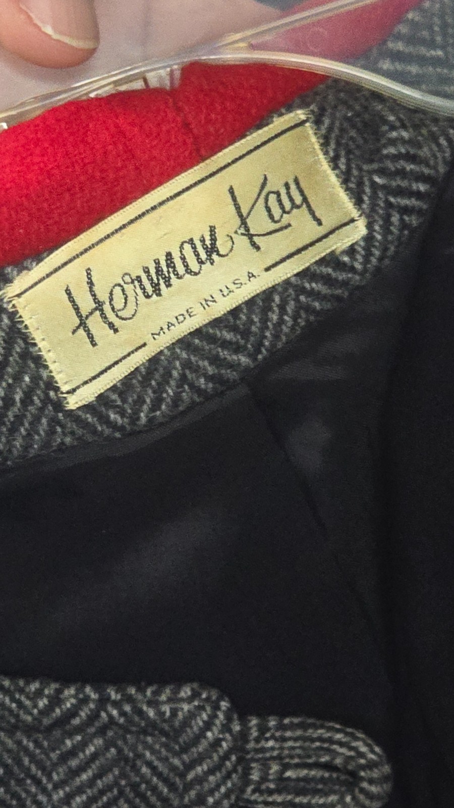 Vintage Women’s Gray Wool Coat – Herman Kay – Size L – ILGWU Union Made – 1980s