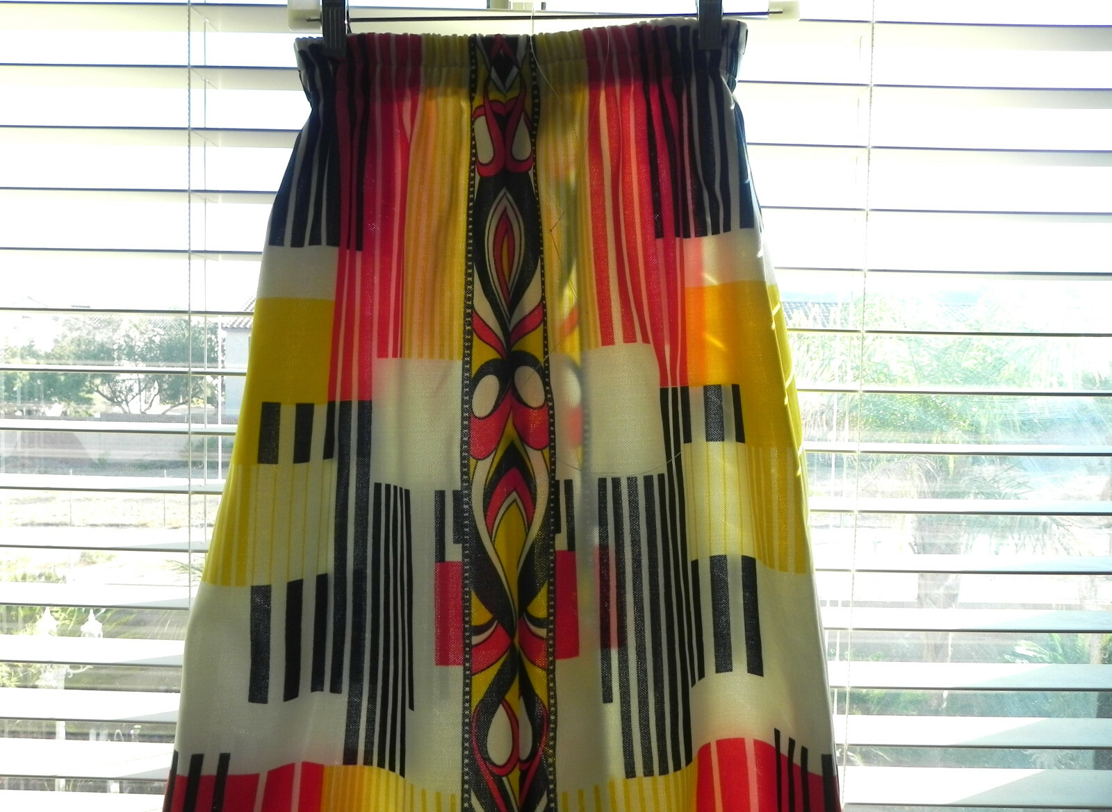 Vtg Bernardo Maxi Skirt Elastic Band Multicolor Slit Front A-Line Size US 2XS/XS