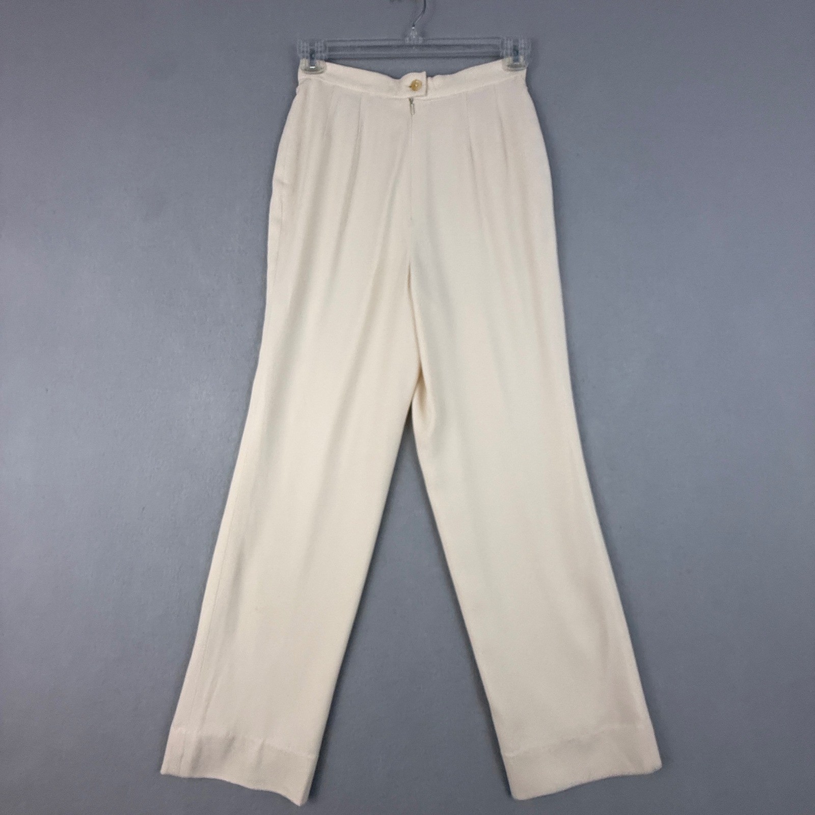 Carlisle Vintage Wide Leg Trousers Womens Size 6 High Waisted Career Pants Cream