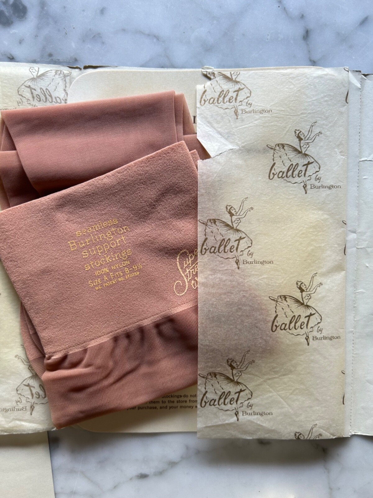 New/Old Stock Seamless Burlington Support Stockings Size A Fits 8-9 1/2 Lot of 2