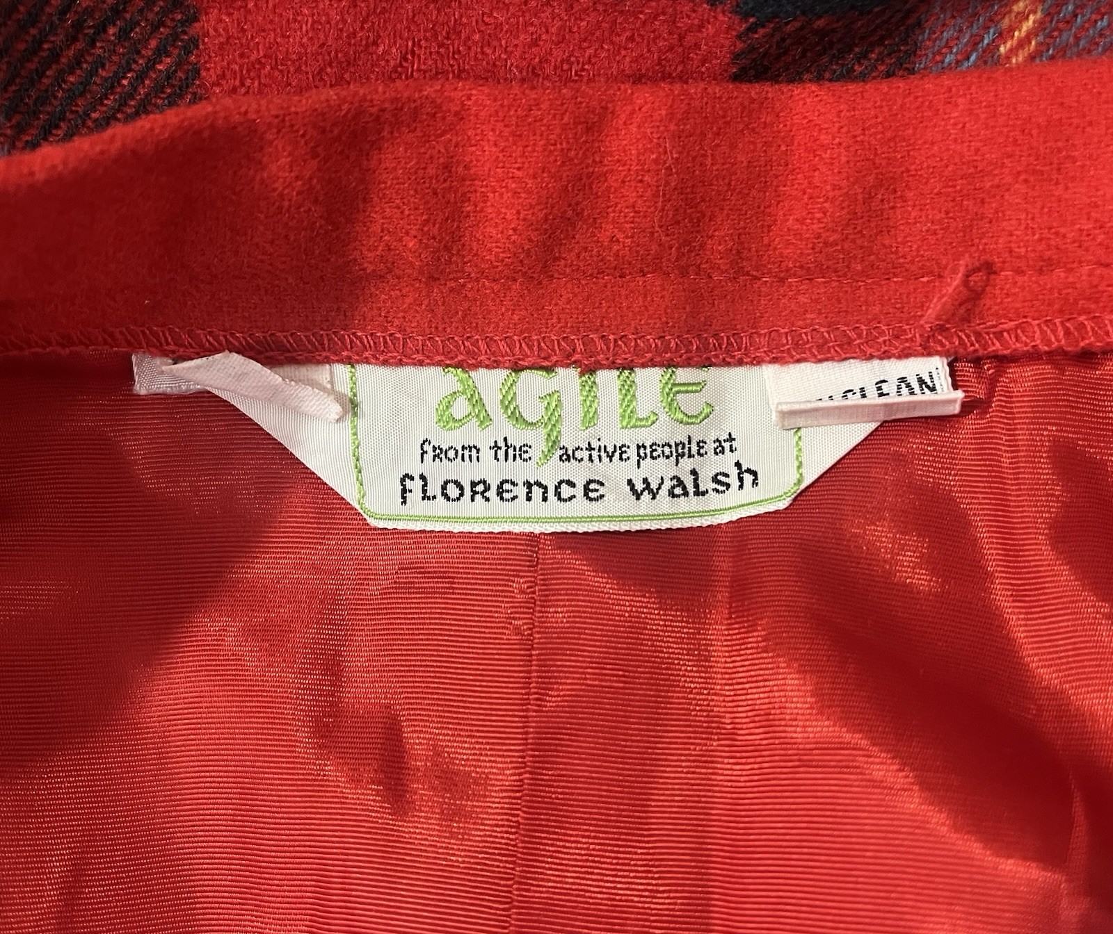 Vintage 70’s Agile Florence Walsh Wool Red Multi Plaid Patchwork Skirt Women’s 4