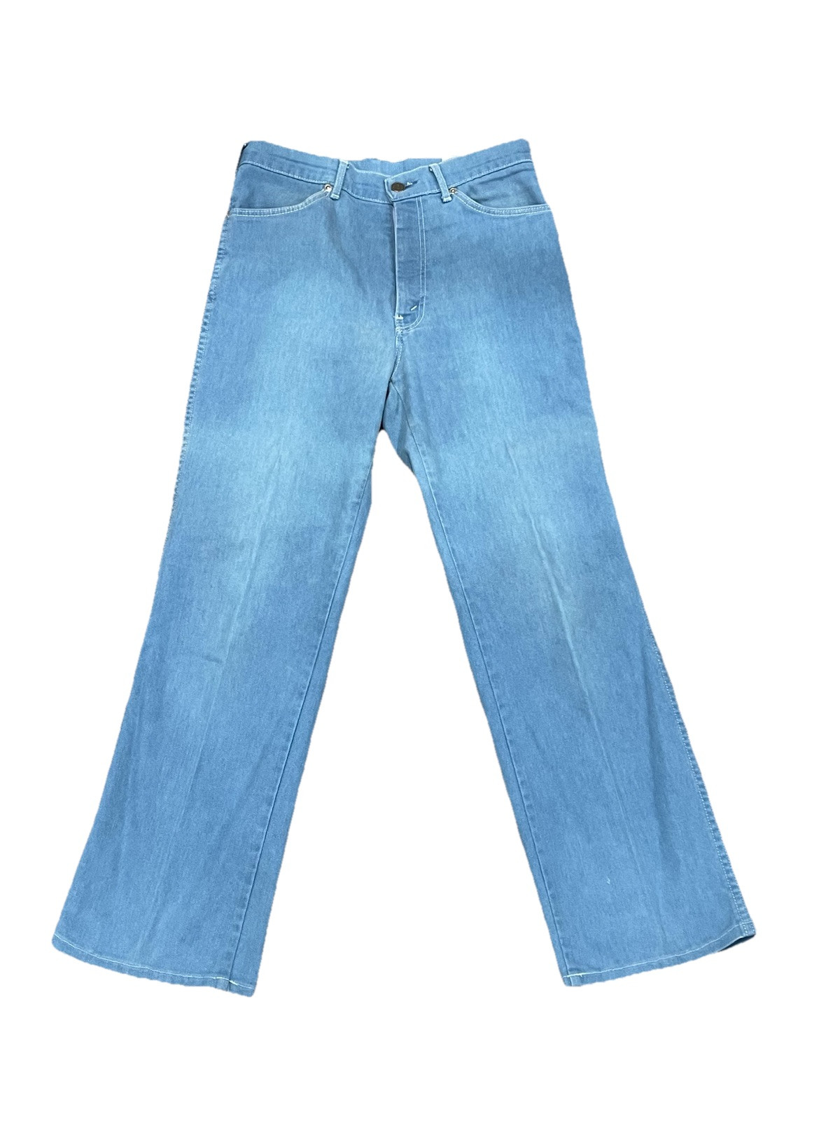 Vintage 70s Farah High Waist Flare Jeans Fit Womens Size 28 Waist Blue USA Made