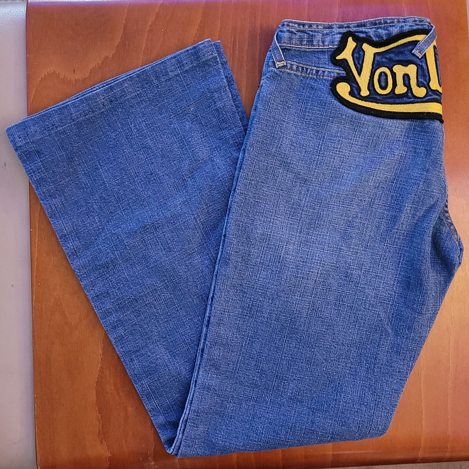 RARE Y2K Von Dutch Sz 29 Vintage Back Patch 90’s Jeans Distressed Wide Leg