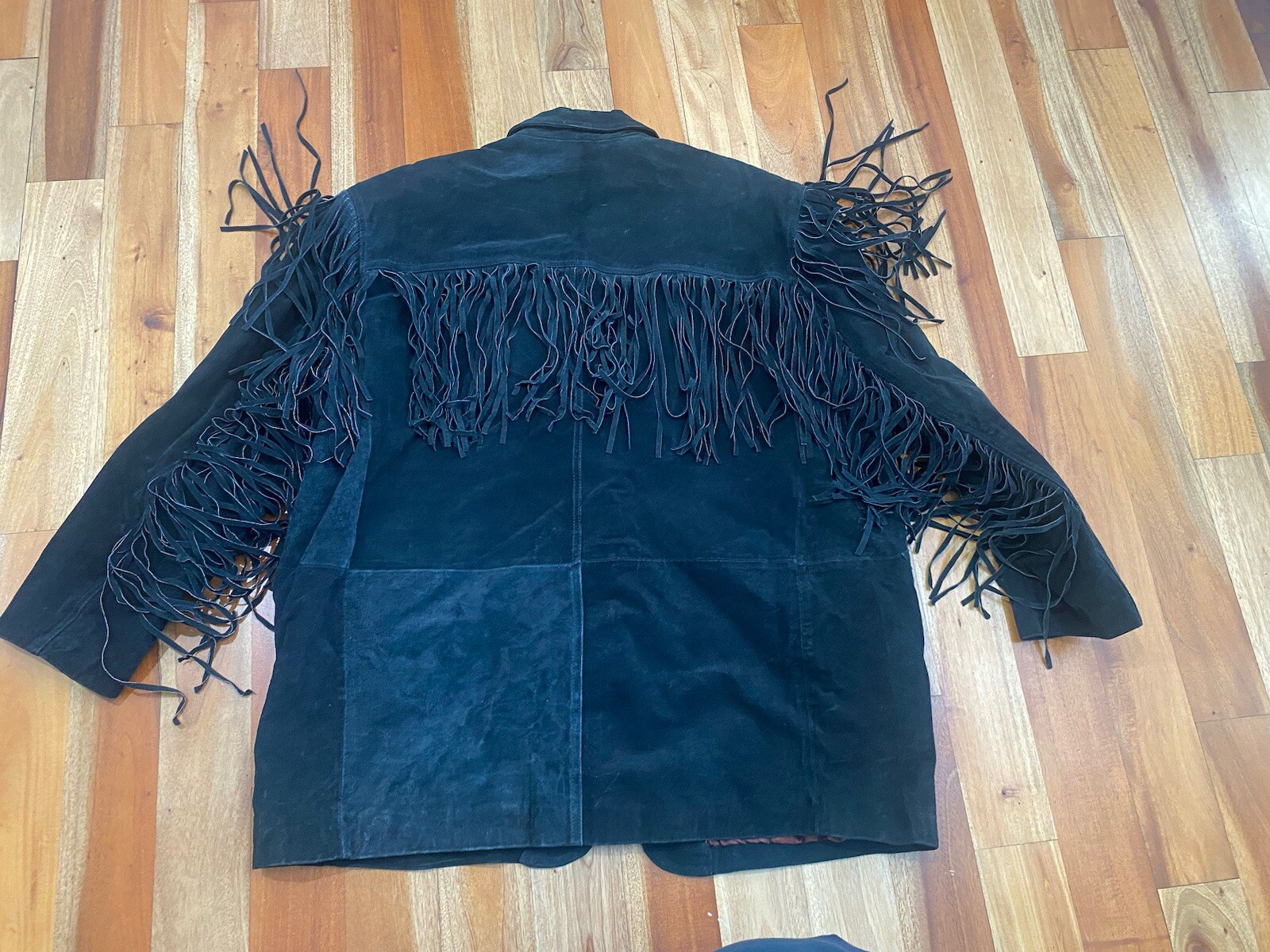 VINTAGE WOMENS G-III BLACK SUEDE LEATHER FRINGE PLUS SIZE 26-28 WESTERN COAT