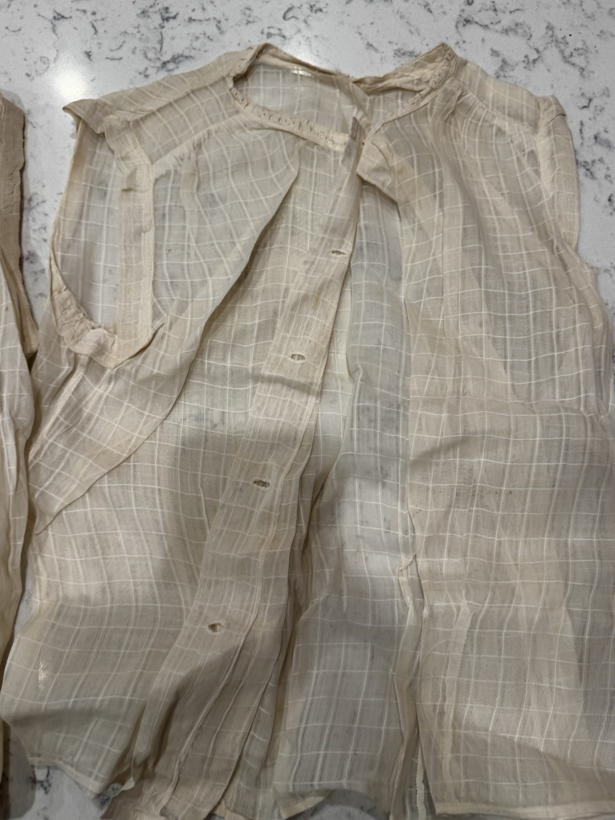 Pair Of ANTIQUE VICTORIAN CAMISOLE CORSET COVER LACE COTTON buttons Down Sz 30”