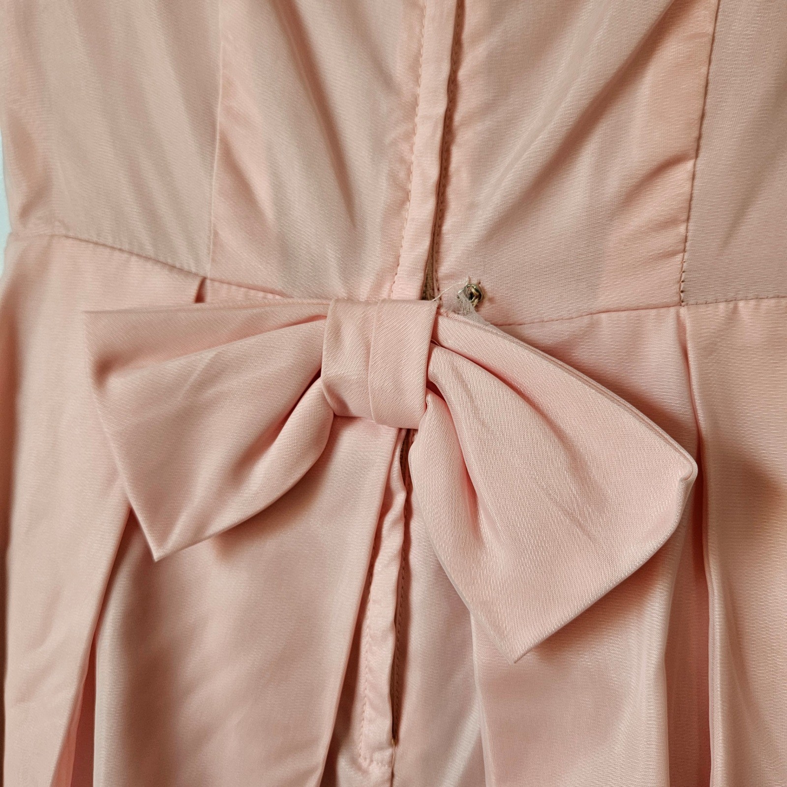 Vtg 50s 60s Magnolia Shoppe Duluth Pink Bow Back Evening Gown Prom Dress XS