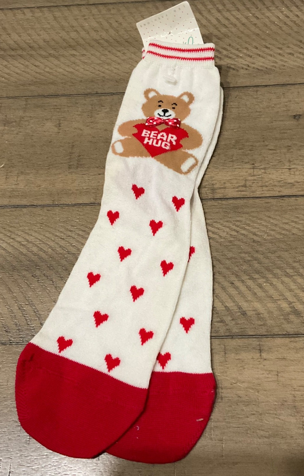 RARE VTG DEADSTOCK NOVELTY BEAR HEART VALENTINE’S SOCKS 1990’S NWT