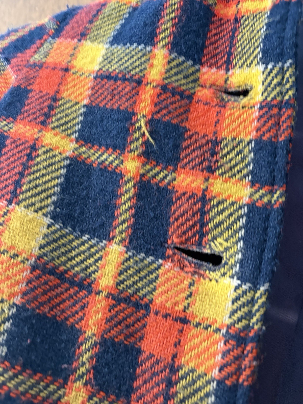 Vintage 60s 70s Plaid Wool Coat Red Yellow Navy Mod Girls XL Womens Small? READ