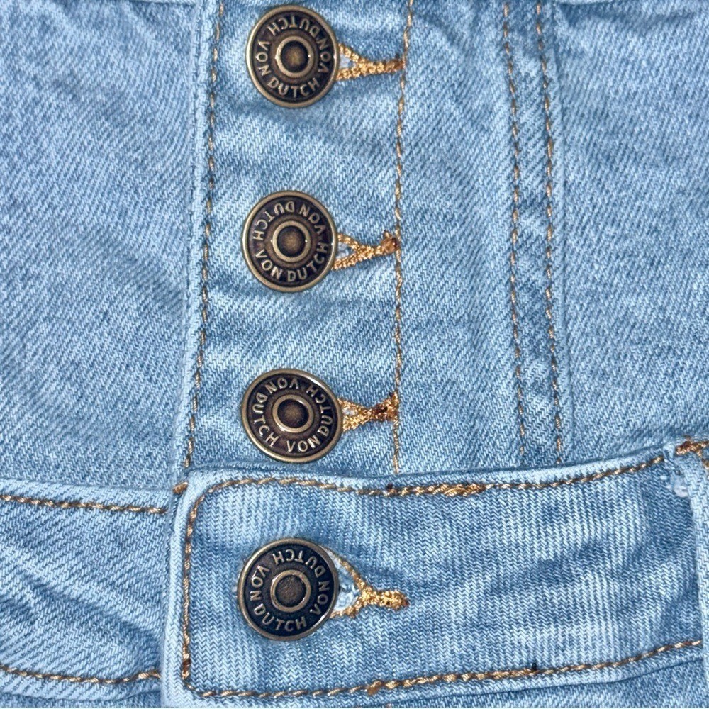 👖🛹 VON DUTCH Originals Flare Jeans Light Wash Logo Leg Y2K Sz 5/