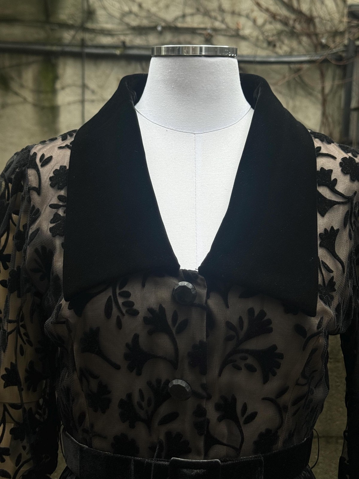 1980s Givenchy Couture Flocked Velvet Dress – RARE – 1940s Style