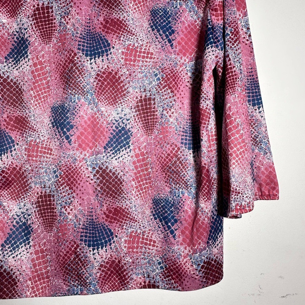 Ms Lea Casuals Vintage Plus 18 1/2 Snakeskin Crinkle Tie Neck Blouse Tunic NWOT