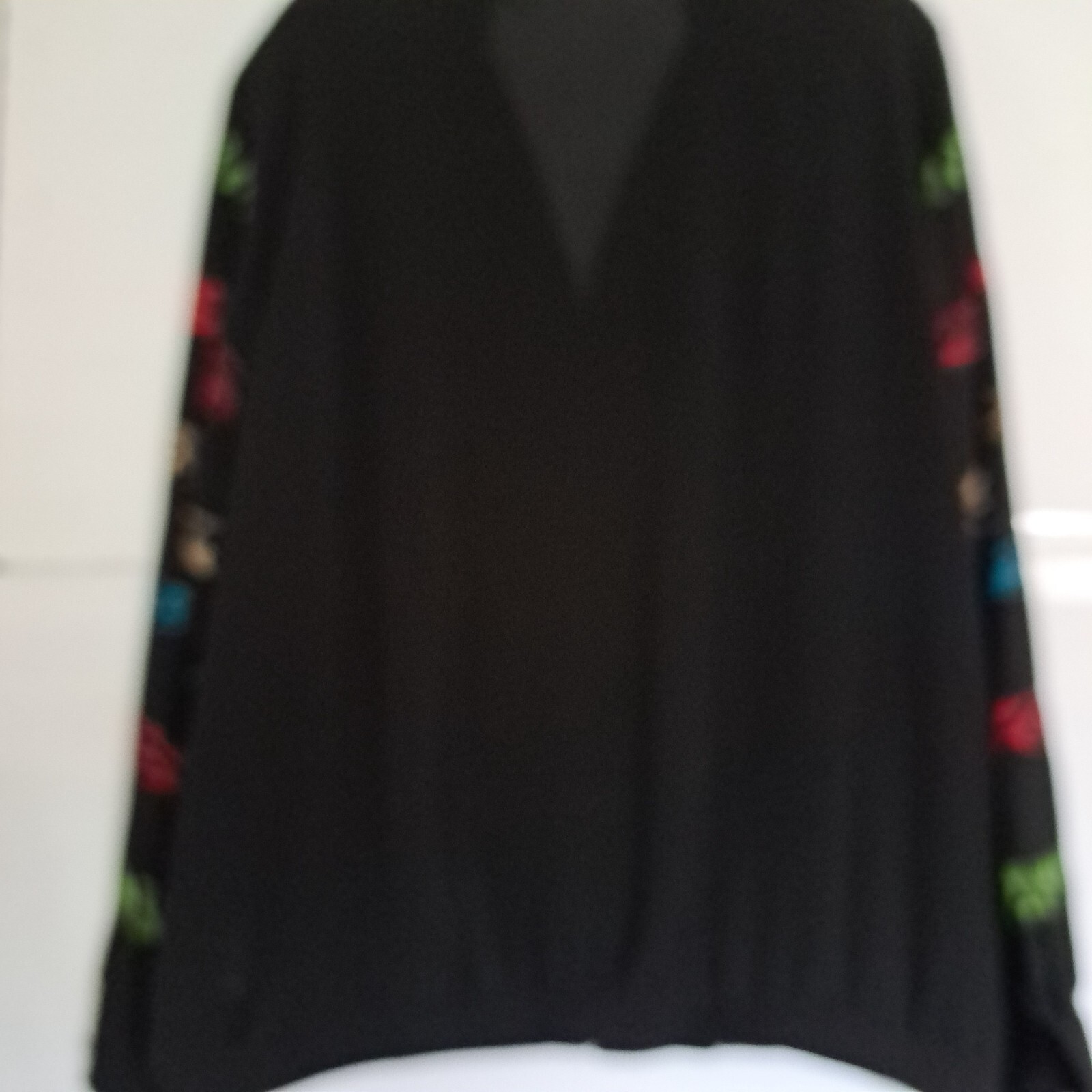 Alfred Dunner Black Multi Color Animal Print Zip Up Size 16 Blouse