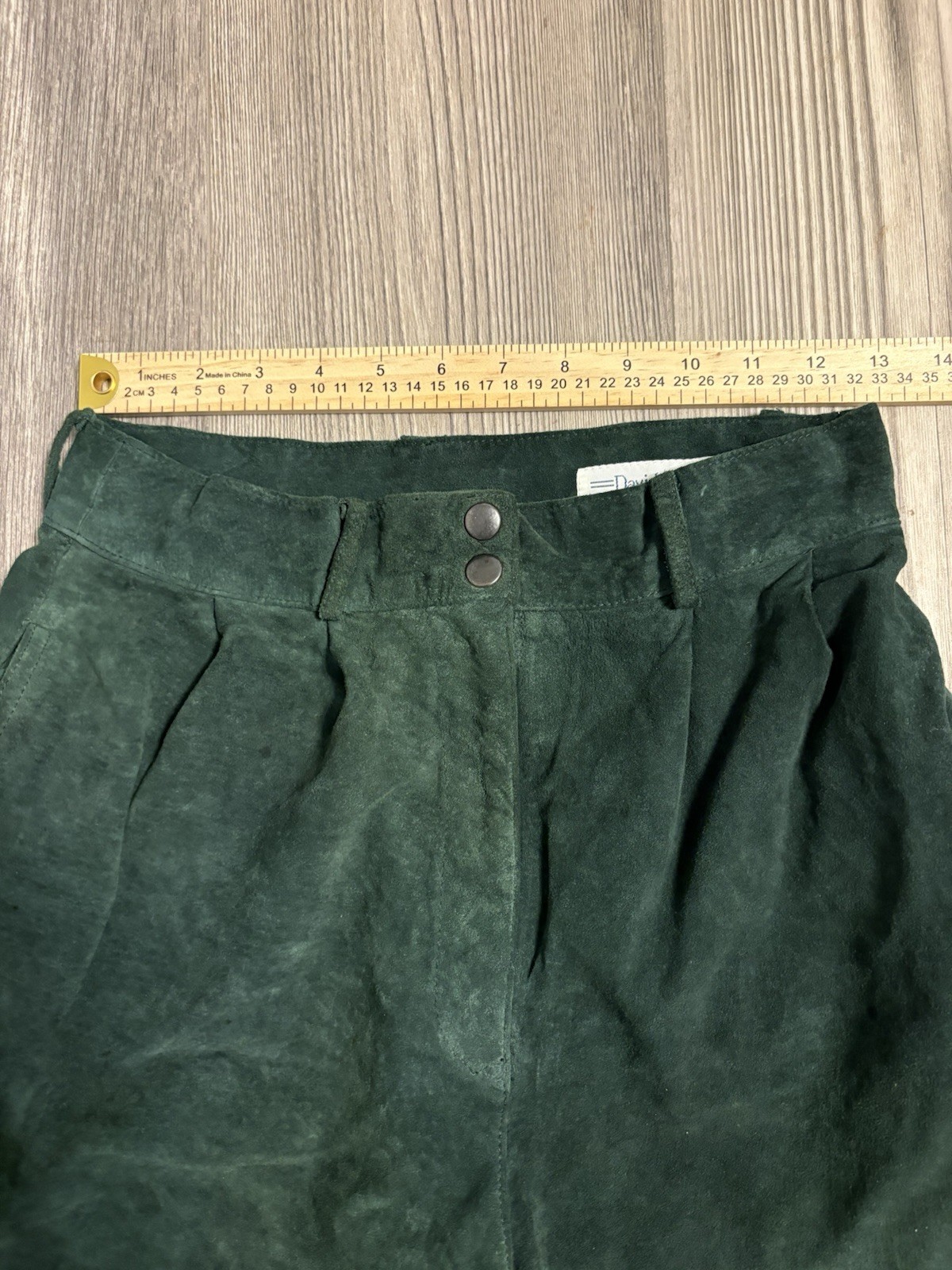 David Hollis Vintage Suede Shorts Size 10 Dark Green Dark Academia Indie Sleaze