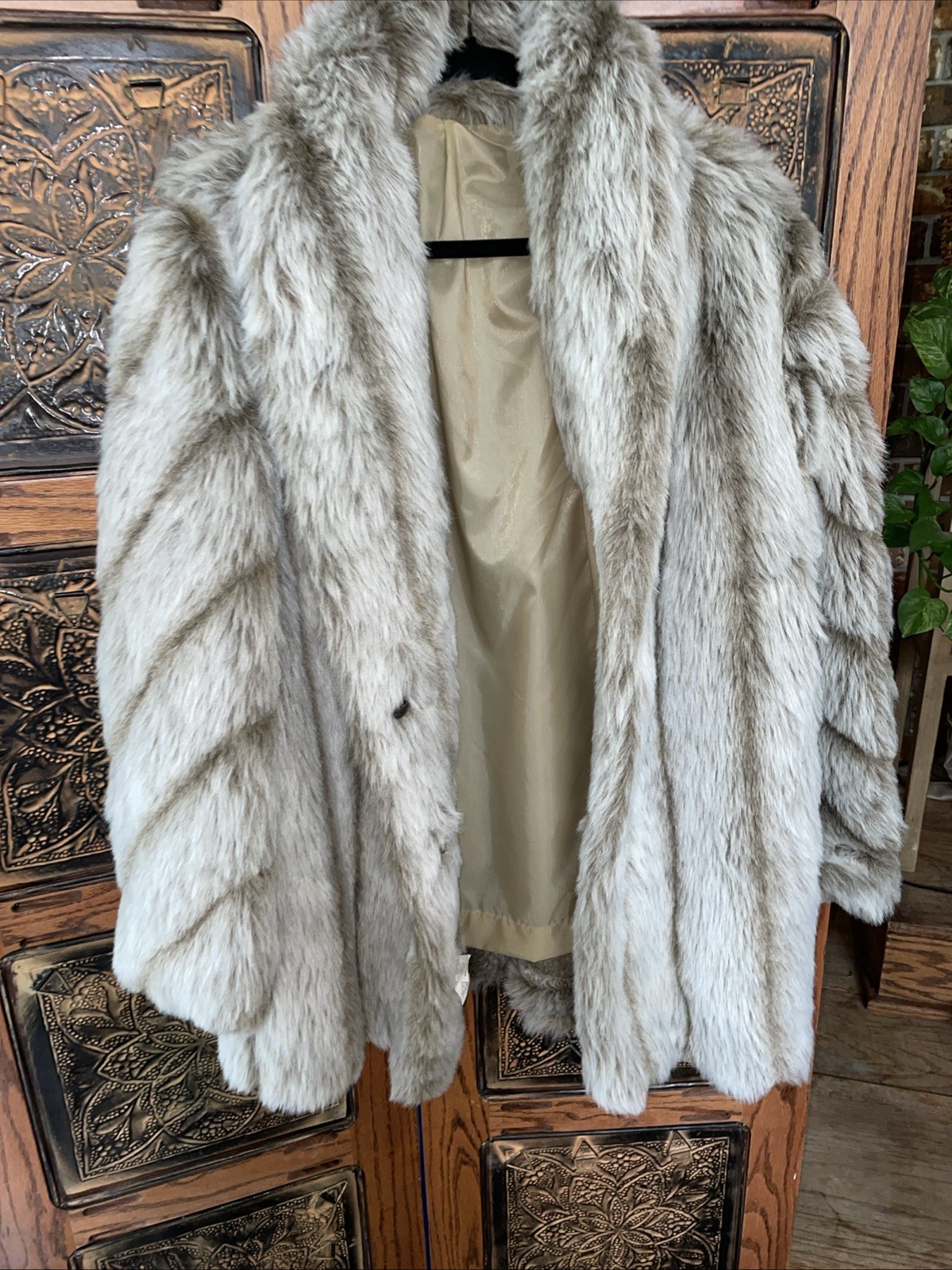Vintage Blair Fur Coat Womens Size Extra Large Taupe/ Tan Faux Fur @1625