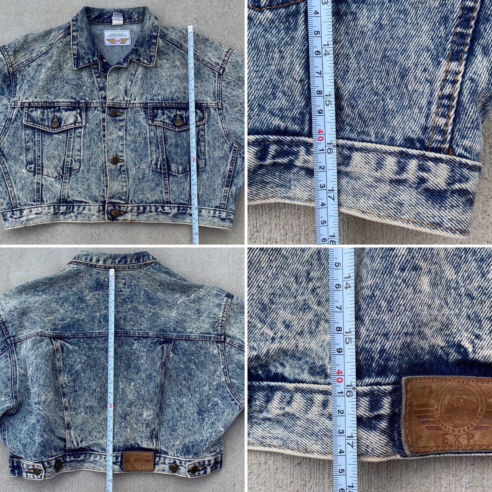 Vintage Cropped Denim Jacket Acid Wash Limited Express EXP Sz 2 (medium) 80s