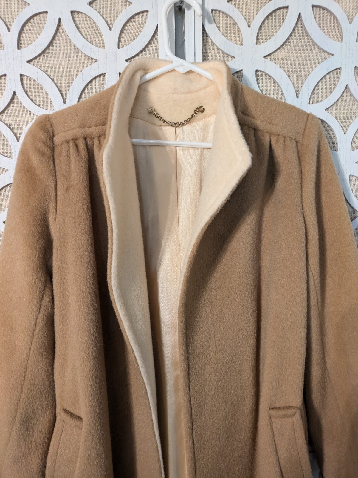 Vtg Forstmann By Stevens Belted Trench/Overcoat Wool Mohair Women’s Medium