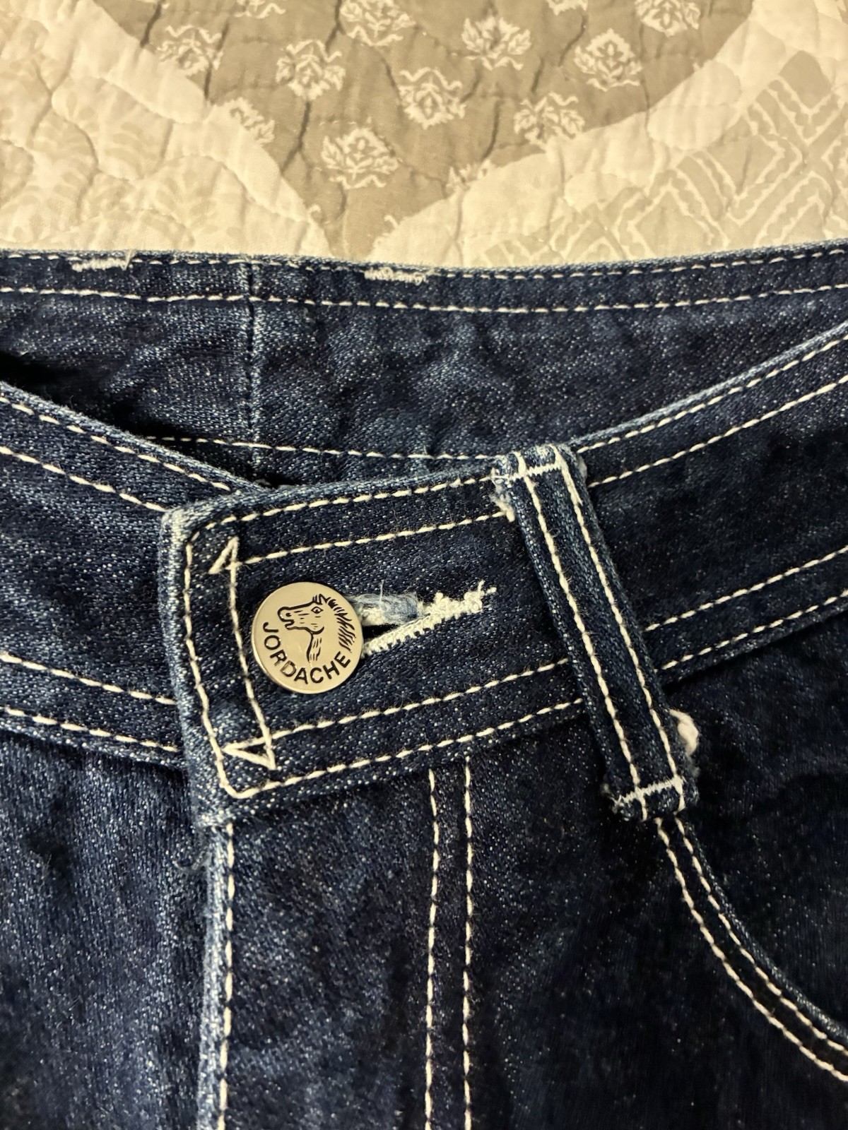 Vintage Jordache Dark Wash Jeans W/Horse Head Logo White Stitch Women’s Size 27