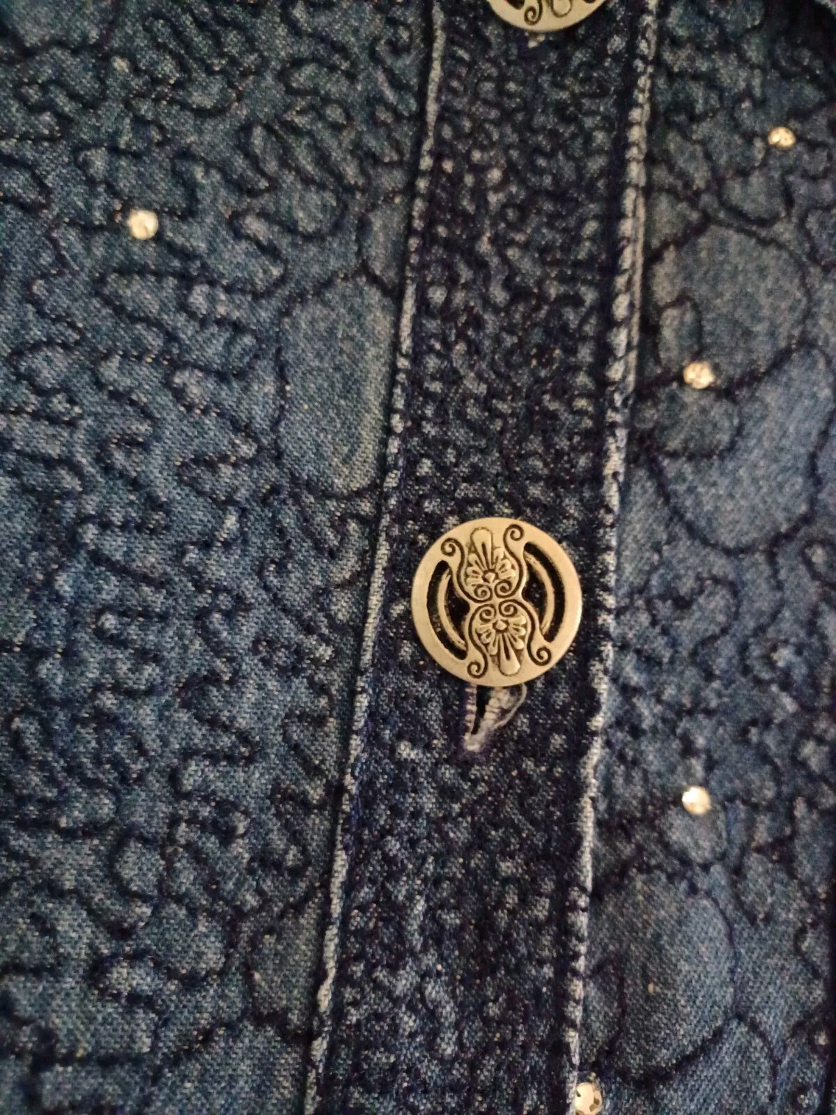 Vtg Saint Germain Paris Denim Rhinestones 2 Pc Jacket Medium/Pants Small