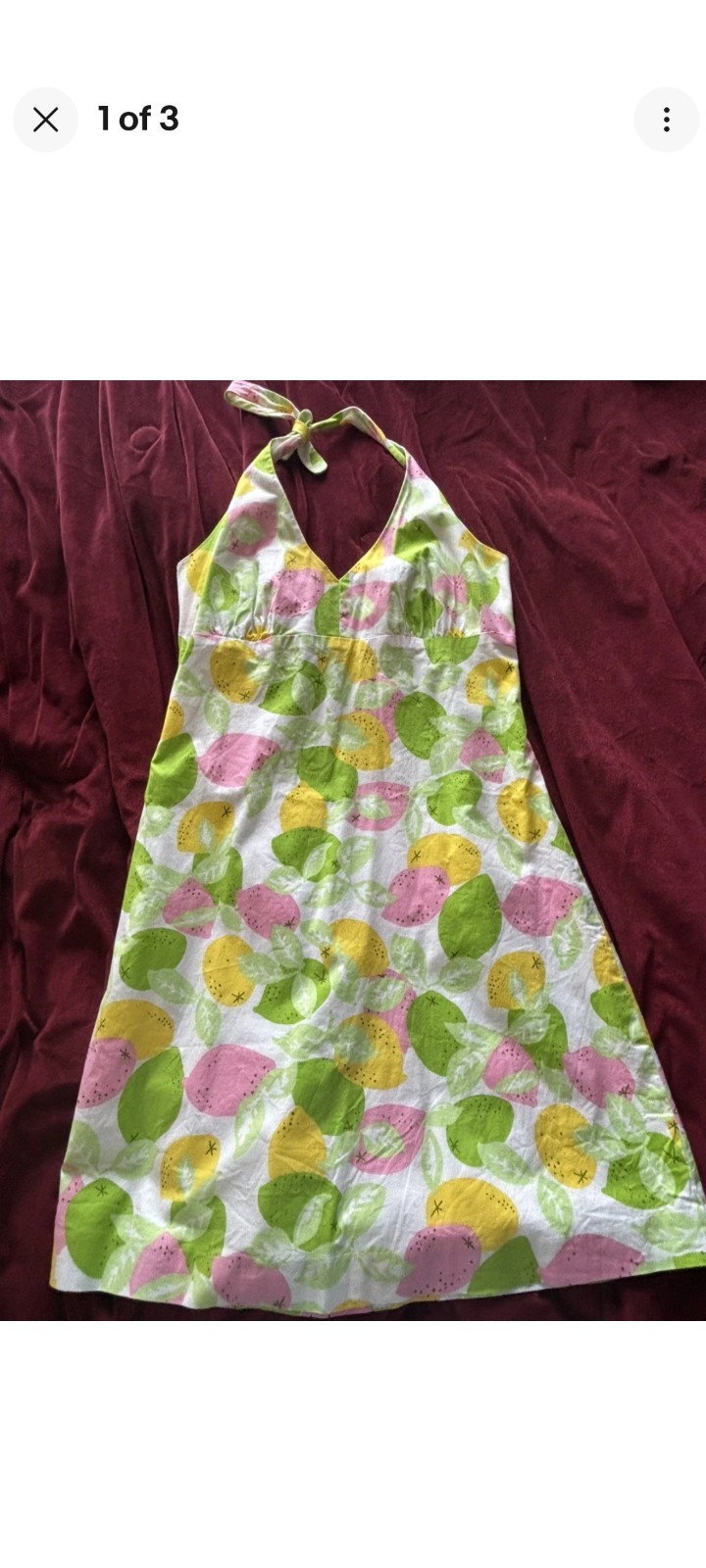 Vintage halter Lilly Pulitzer Halter Dress Size 8 90s Lemon Lime Berry