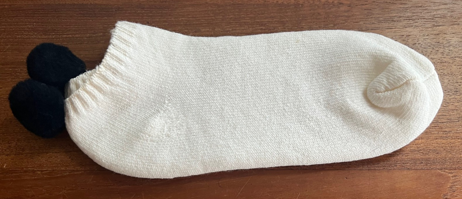 Vintage Pom Pom Ankle Socks Terry White NOS