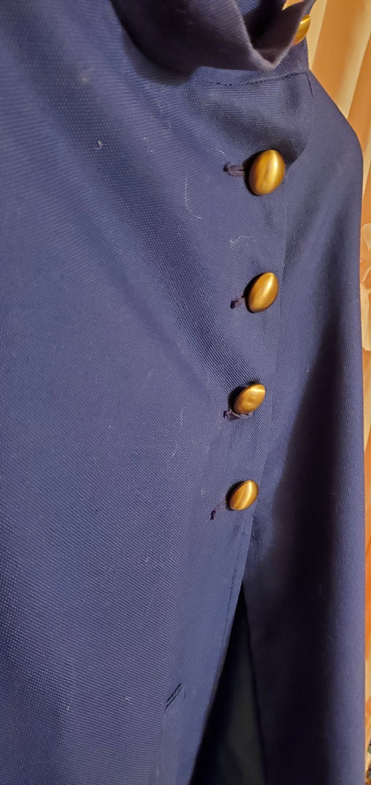 Vintage 60s Jerold Rain Coat Cape Mini Navy Military Gold Buttons Mod Go-Go