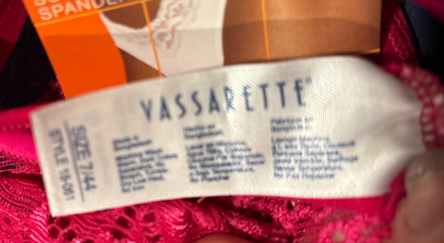 Vintage Vassarette Pink Sexy Cotton Thong Panties Bikini Lace Size 7/44 Large