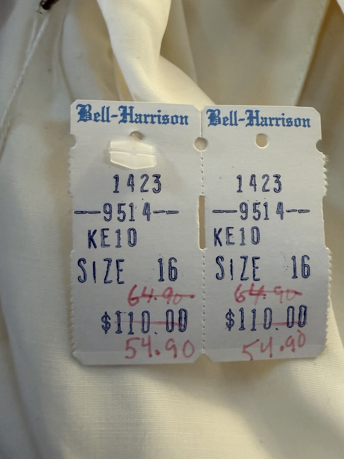Helen Fabrikant Blouse NOS Size 16 Ivory Secretary Shirt Double Breasted USA 80s