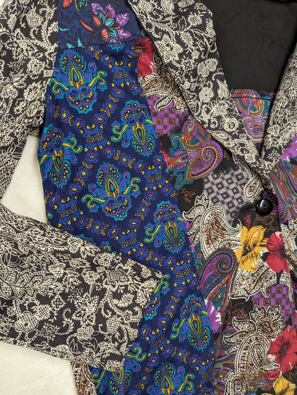 JRS ONLY! California Vintage Retro Floral Patchwork Single Button Blazer Large