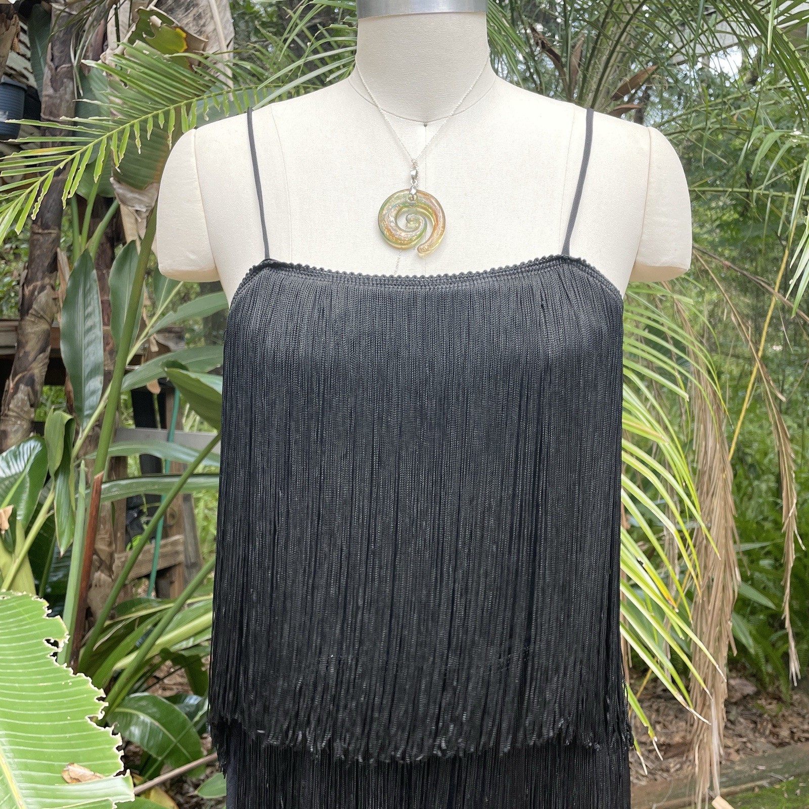 Vintage 80s black fringe flapper minidress by Judy Caliendo