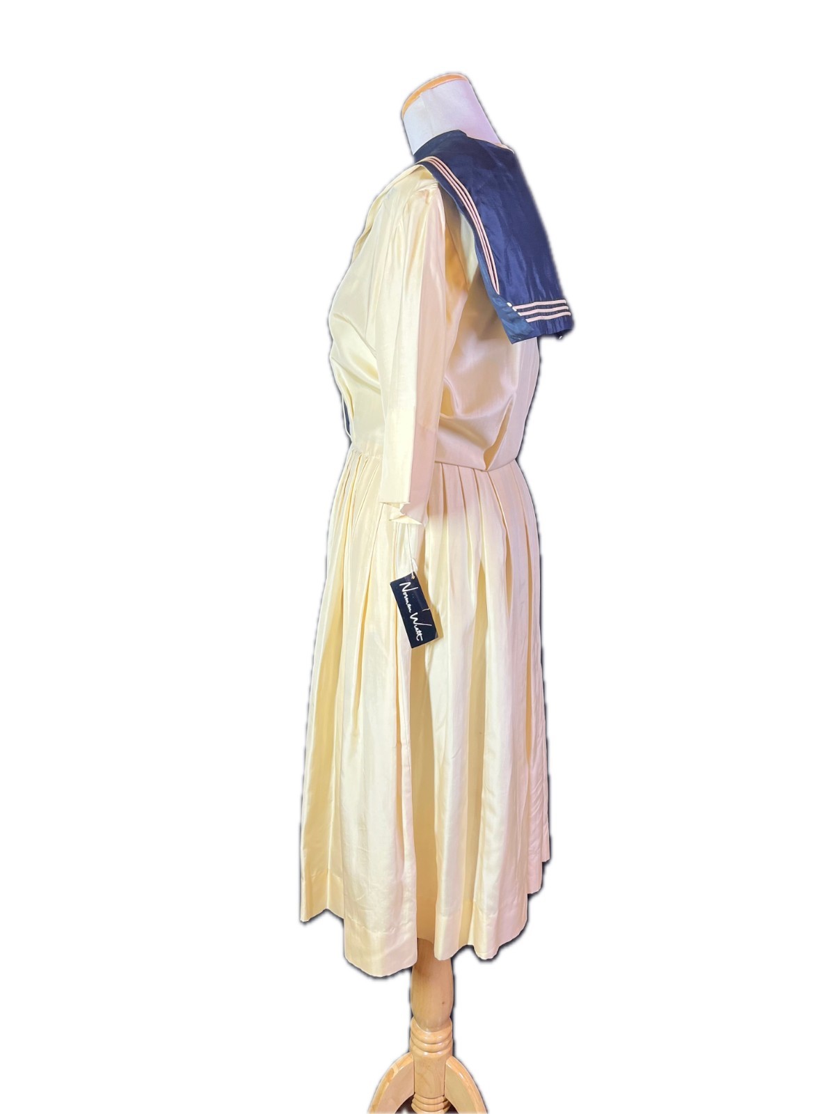 Vintage Deadstock Norman Wiatt California Size 14 Kerah Silk Sailor Dress