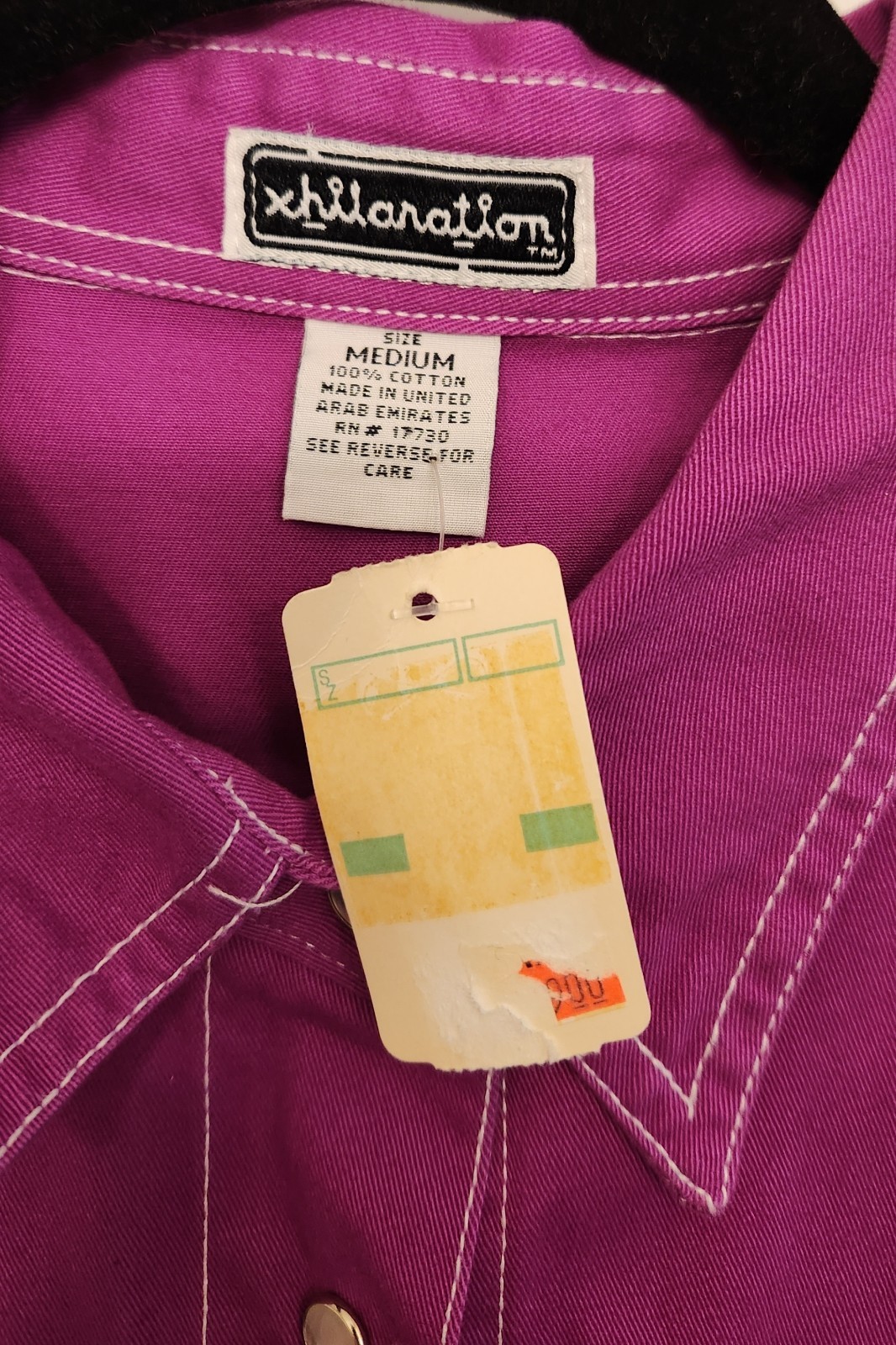 VTG Y2K Xhilaration Magenta Color Utility Dress Size M Snap Closure Short Sleeve