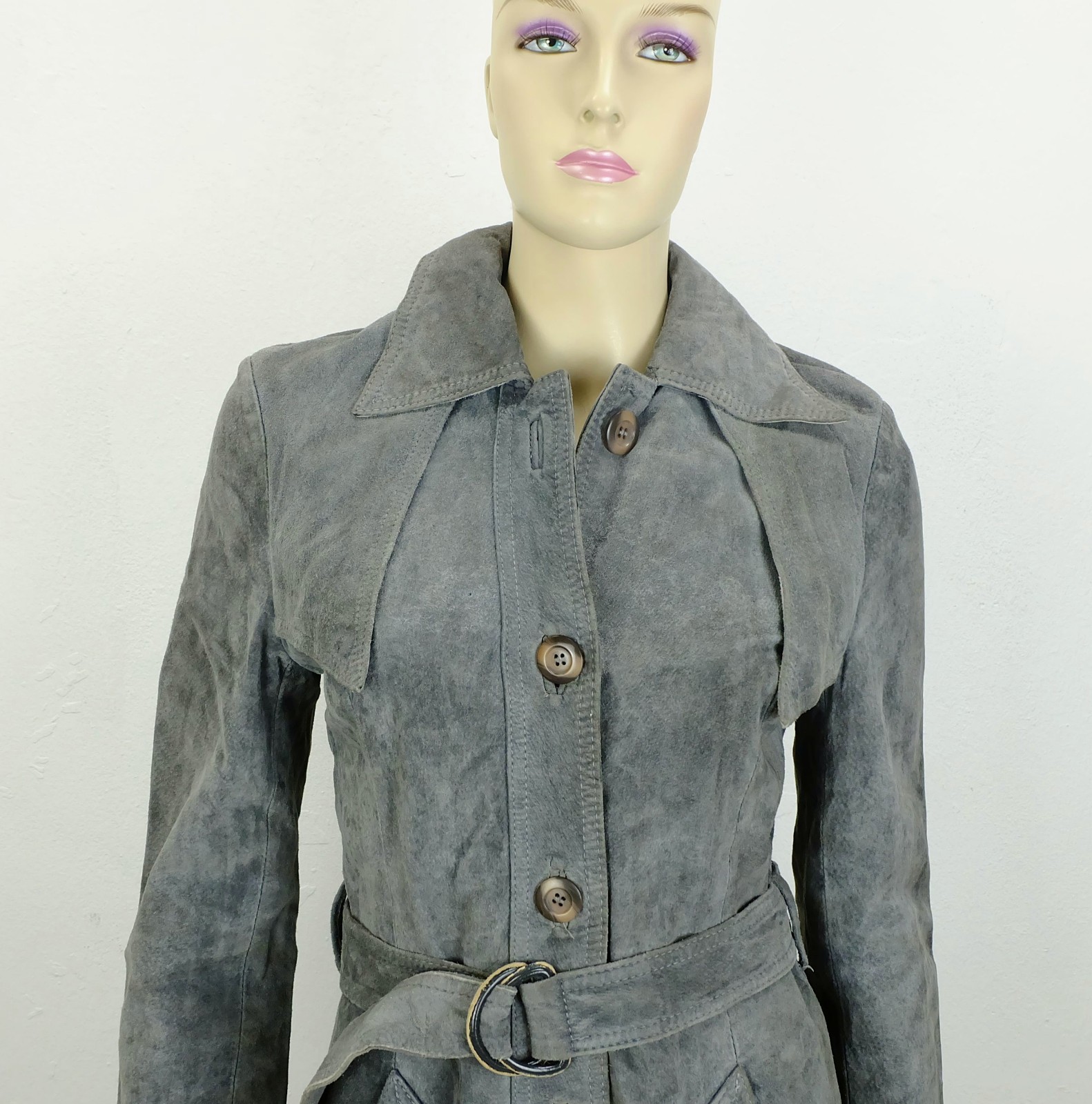 true vintage suede coat size 36 suede coat gray 1970s
