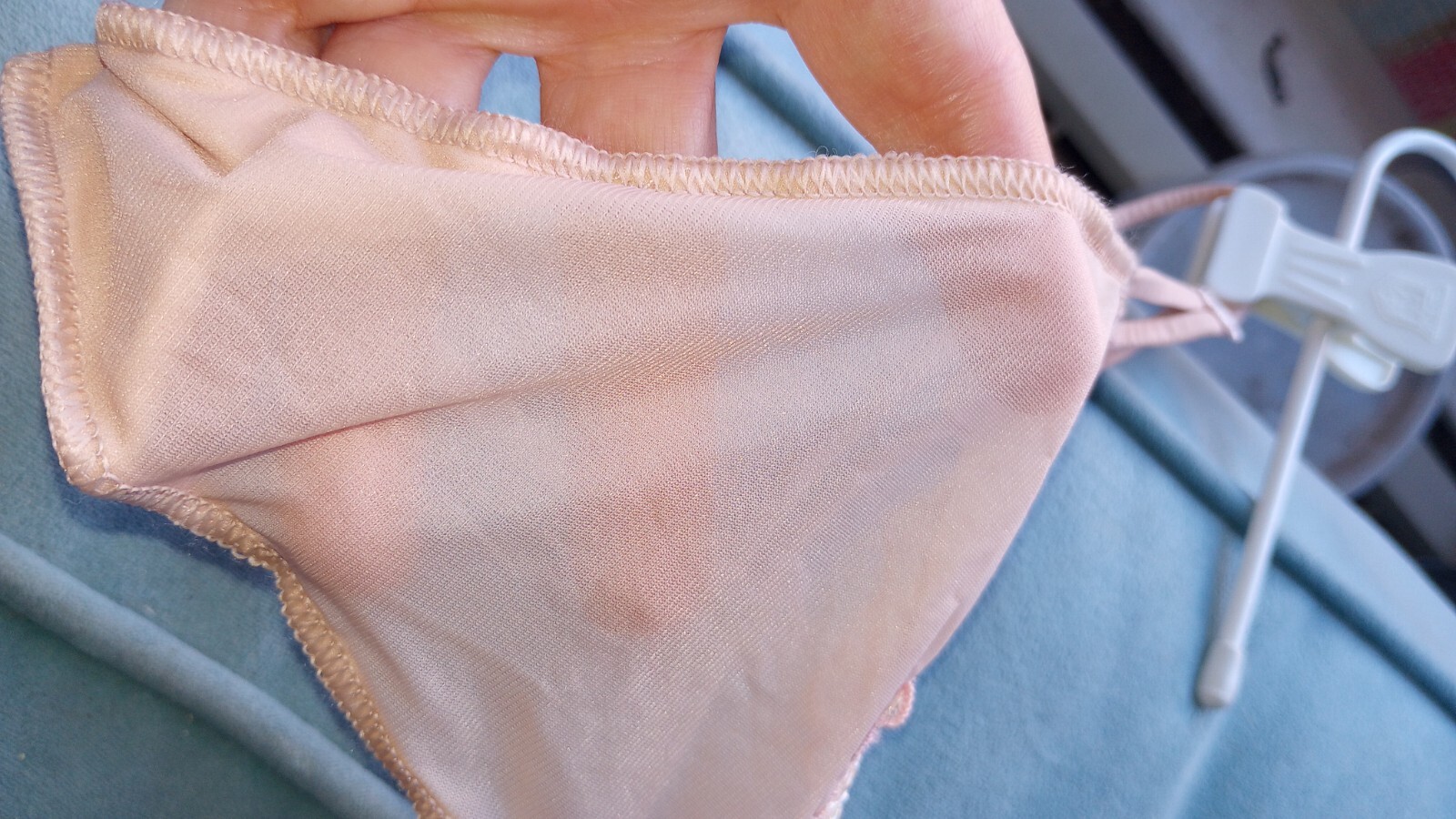 Victoria’s Secret Angels Rare Bow Embroidery Mesh V-String Panty Sheer Nude 2006